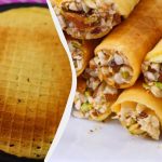 Chrupiące rurki waflowe ze skondensowanym mlekiem, śmietaną i orzechami: przepis